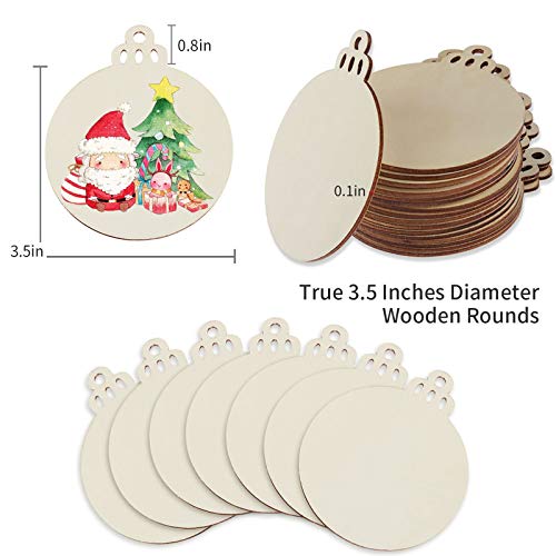 50PCS 4-Inch Unfinished Wooden Christmas Ornaments for DIY Crafts M377079