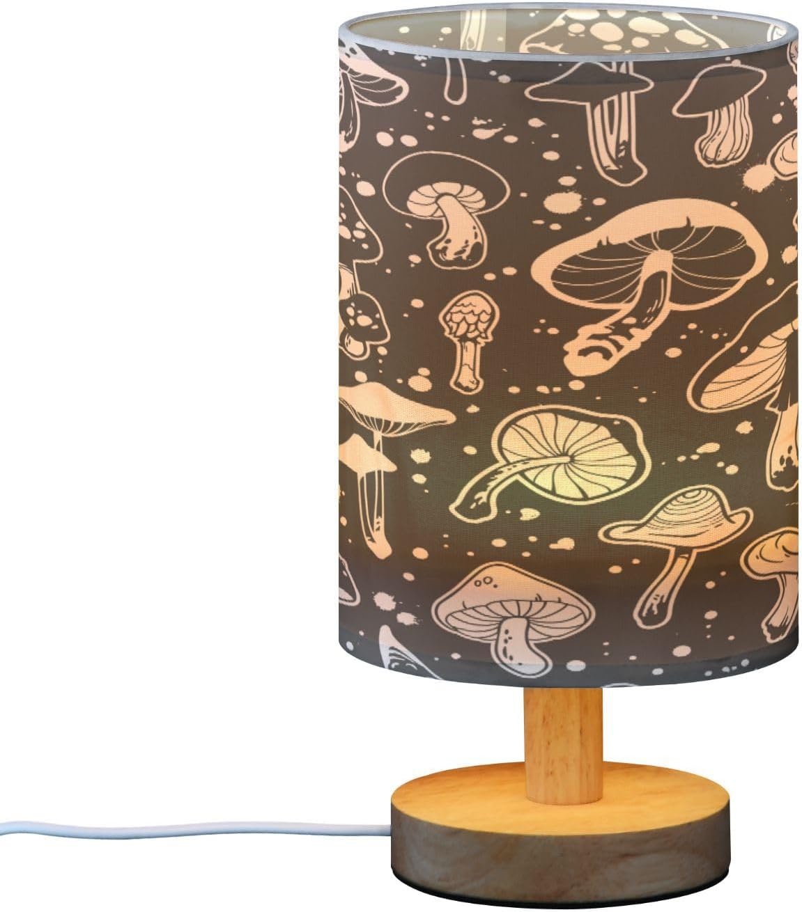 Mushroom Bedside Table Lamp with USB Port, Eye-Care LED Reading Light C86584