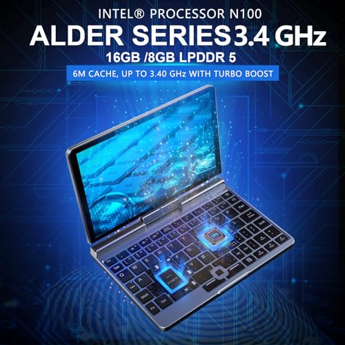 8 inch Mini Laptop HD Touchscreen Portable 2-in-1 Computer, Windows 11 Pro, 12GB RAM 512GB SSD H556178