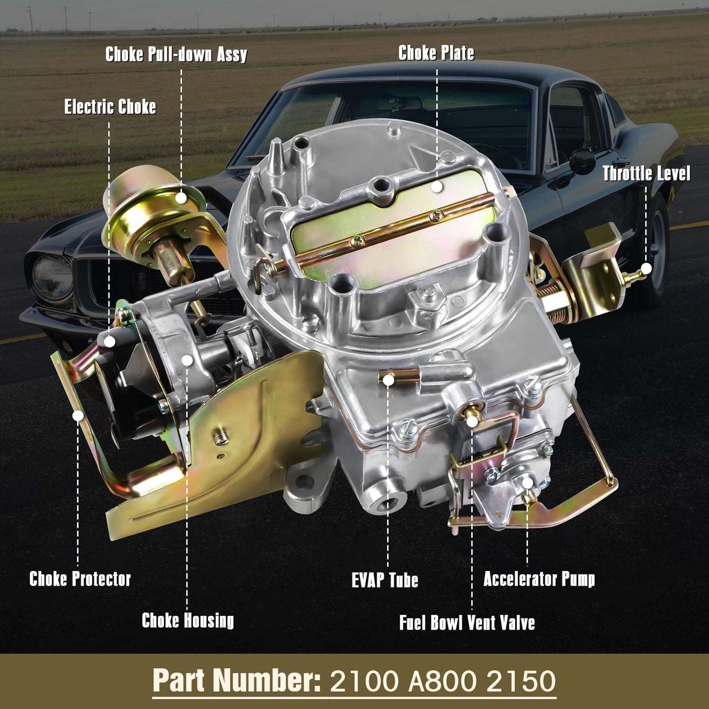 2 Barrel Carburetor with Electric Choke for Ford and Jeep Engines X4882
