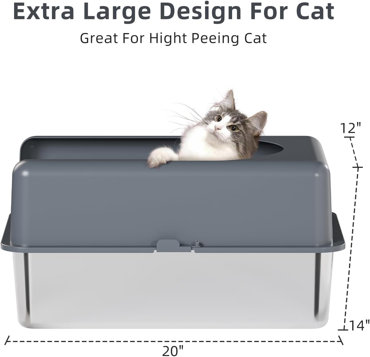 Stainless Steel Cat Litter Box with Lid, Extra Large, Easy to Clean M74654
