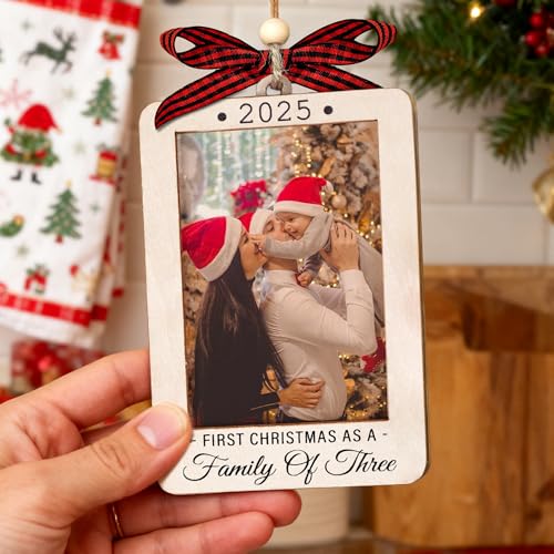 Christmas Ornament Picture Frame - Wooden Landscape Photo Frame for Tree U75225