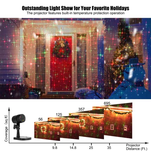 Christmas Projector Lights Outdoor Red Green Starry Waterproof Plug in T272869