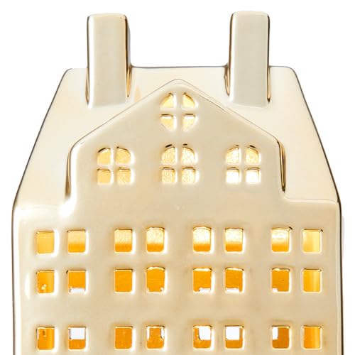 Light Up Christmas Village Set, White Ceramic House with Lights, Tabletop Decor X84474