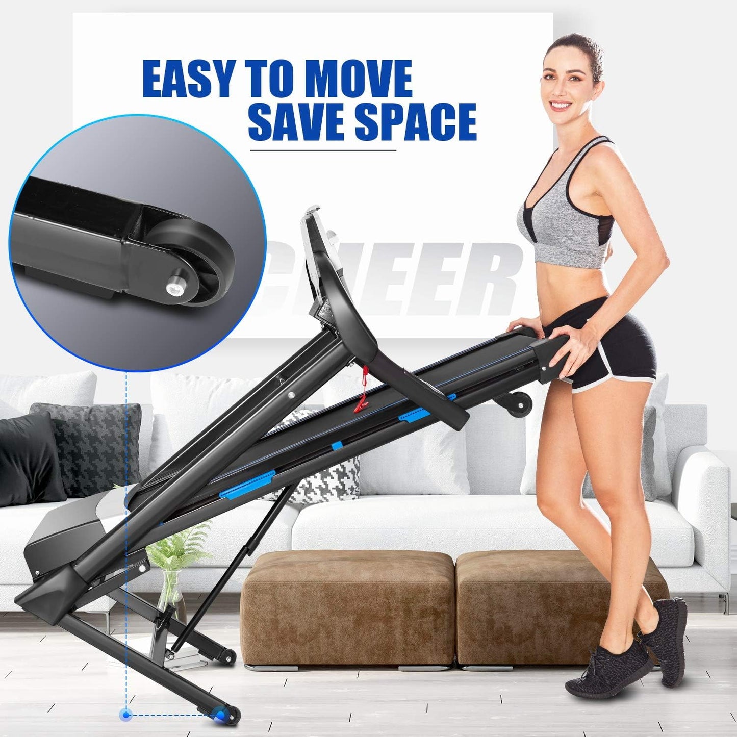 Folding Treadmill with Auto Incline and Bluetooth Speaker M2009