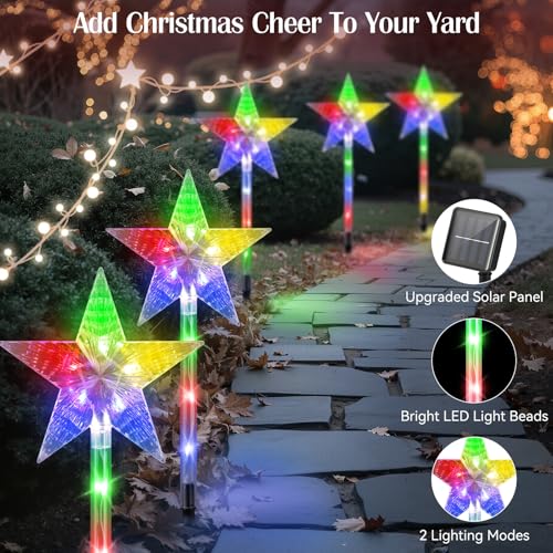 Solar Walkway Lights Outdoor, 8 Pack Candy Cane Christmas Decorations P5544