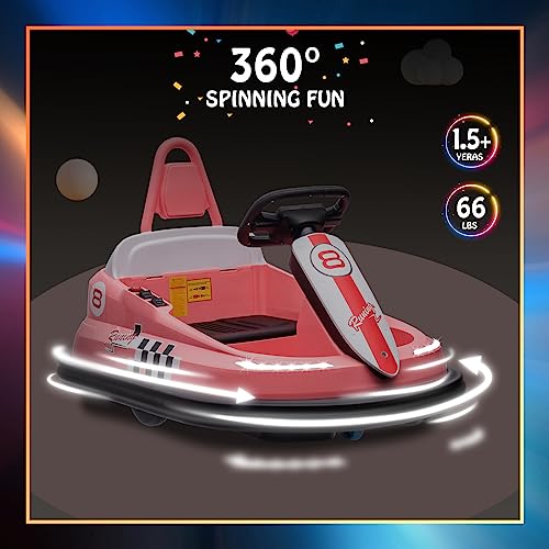 Bumper Car for Toddlers, 6V Electric Ride On Toy, 360 Degree Spin, Light & Music D593