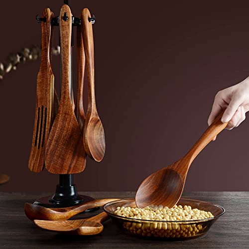 Christmas Wooden Spoons for Cooking, 10 Pcs Natural Teak Kitchen Utensils Set S557967
