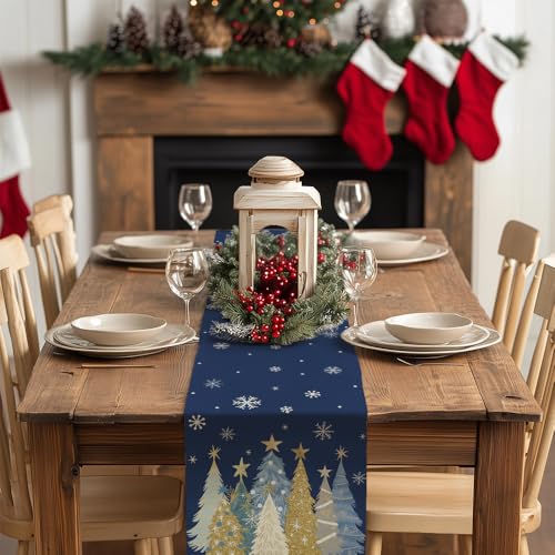 Christmas Table Runner 13x72 Inch, Red Winter Holiday Decor S612
