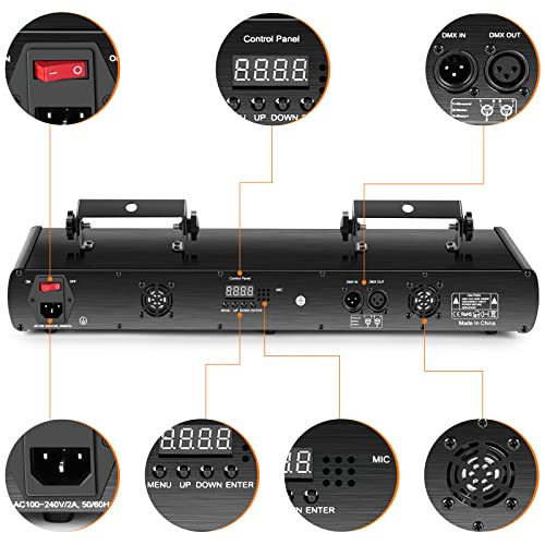 Stage Laser Light, 5 Beam Sound Activated DJ Party Lights with Remote Control O445463