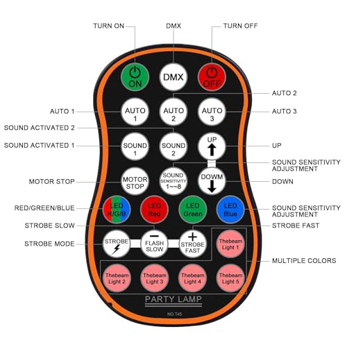 Stage Laser Light, 5 Beam Sound Activated DJ Party Lights with Remote Control O445463