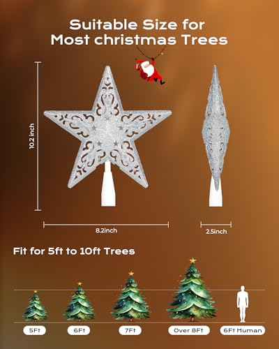 Christmas Star Tree Topper Lighted 3D Gold Pentagram Plug In Indoor Holiday Decor B983