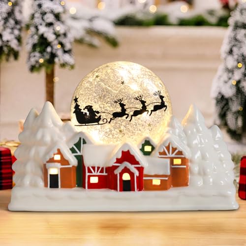 Ceramic Christmas Houses with Warm LED Light S1149
