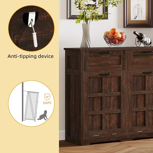 Tilt Out Trash Can Cabinet with Drawers, 20 Gallon, Brown Oak Z441687