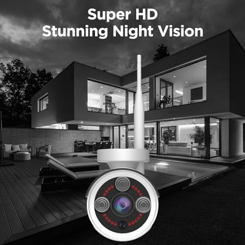 Wireless Security Camera System, 10CH NVR with 4 Cameras, 1TB HDD, Night Vision I1201