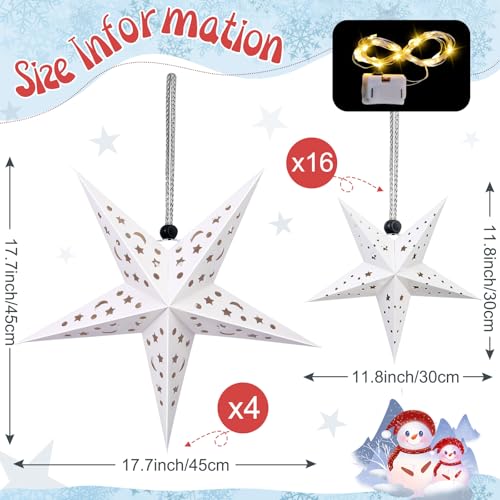 Christmas Paper Star Lanterns with LED Lights Hanging Decor W2538
