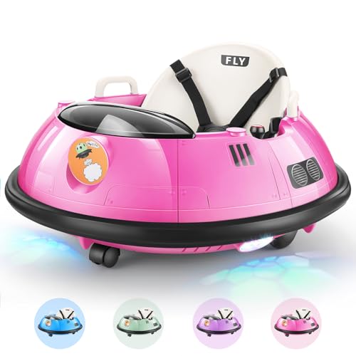 Hikole Kids Bumper Car with Remote Control, Electric Ride On Bumper Car for Toddler Ages 1.5-5 Years Old, Flashing LED Light, 360 Degree Spin, Safety Belt, Gift for Boys Girls, Pink
