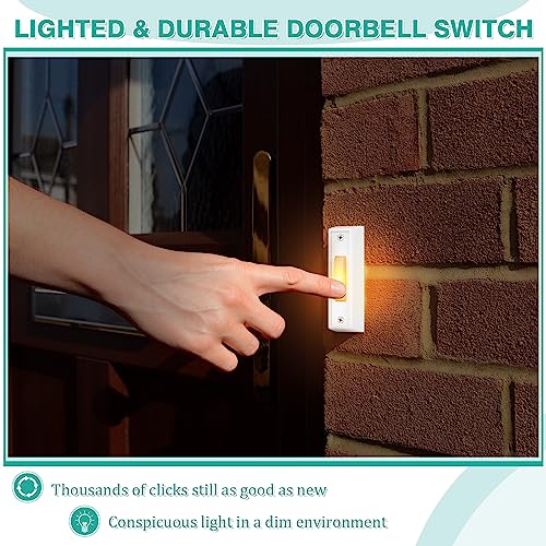 Wired Doorbell Chime with 2 Lighted Push Buttons, 16V 10VA, Front and Rear Sounds D6337