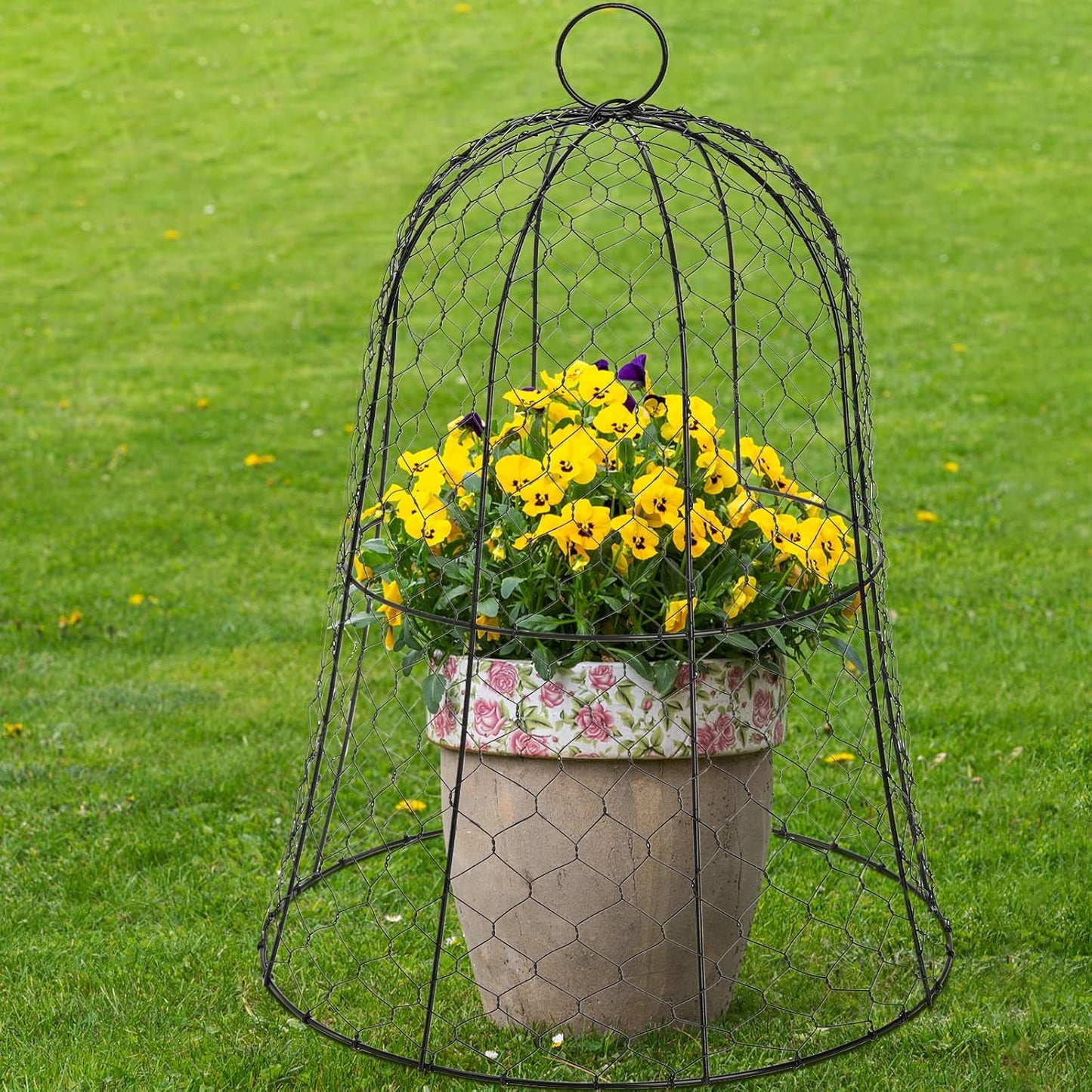 Garden Chicken Wire Cloche, 16x13 Inches Black Dome Plant Protector Cover Z132