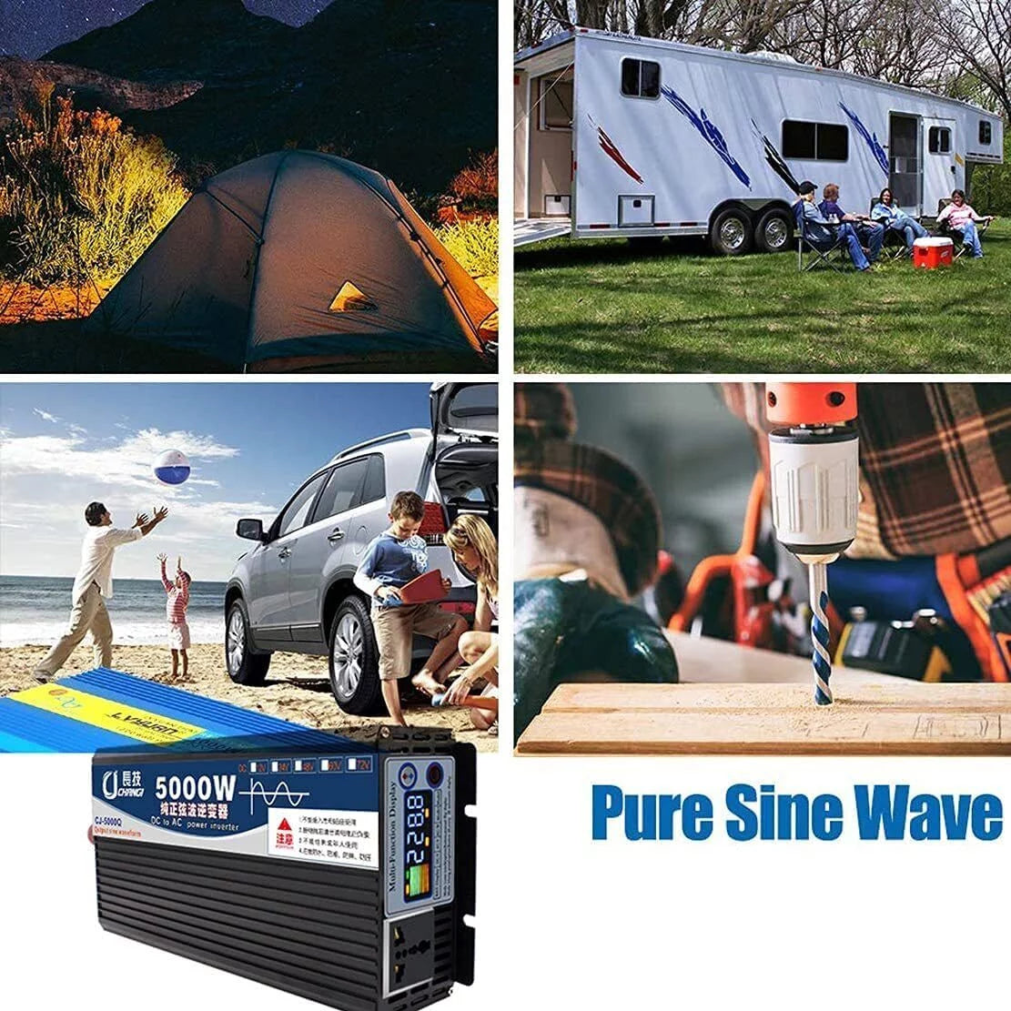5000W Pure Sine Wave Power Inverter, DC 48V to AC 110V S194547