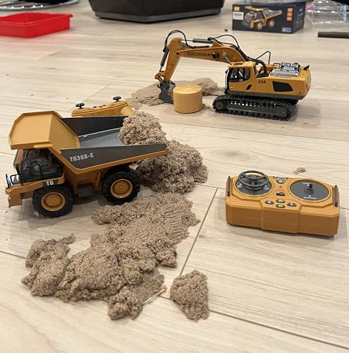 Remote Control Excavator Construction Toy for Boys, 11CH with Metal Shovel and Lights N4221