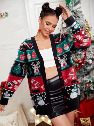 Funny Christmas Cardigan for Women Open Front Knit Coat U698