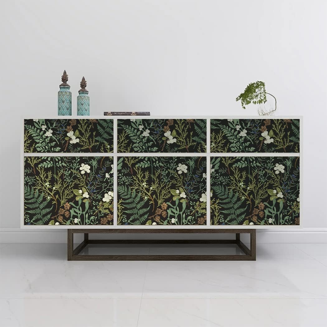 Peel and Stick Wallpaper Black Floral Self Adhesive Removable P197