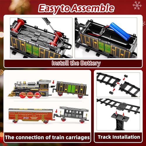 Electric Train Set for Kids with Smoke, Light and Sound, DIY Track Building Toy V61635
