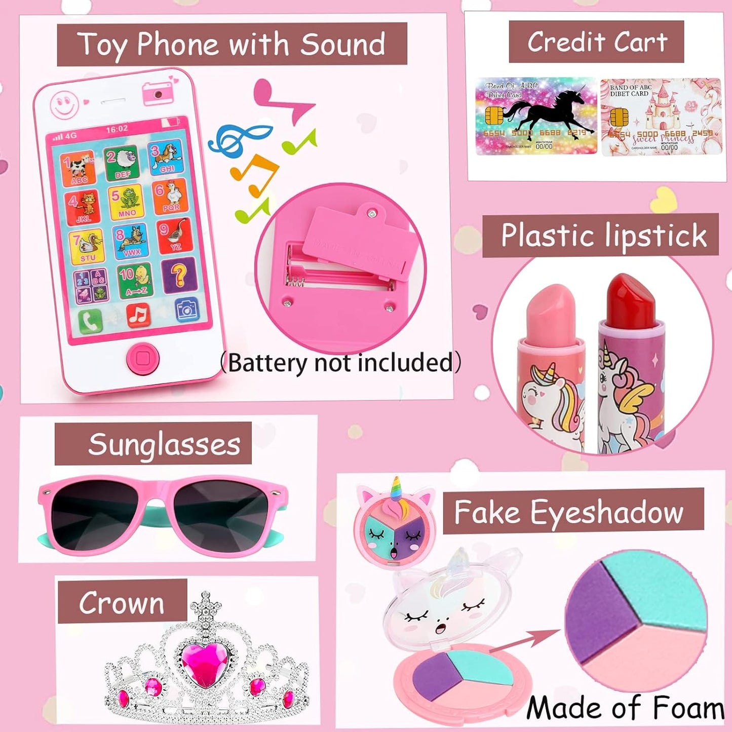 Pretend Makeup Purse Playset for Toddler Girls I897