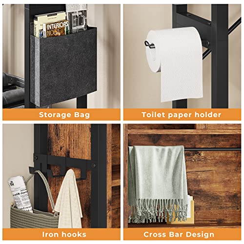 Over The Toilet Storage Cabinet, 4-Tier Bathroom Shelves, Vintage White D42104