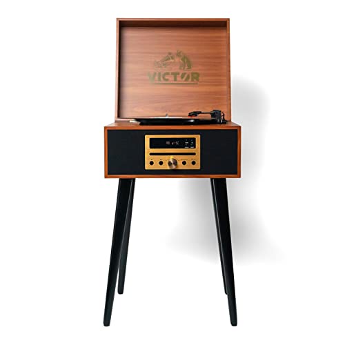 8-in-1 Turntable Music Center with 3-Speed Record Player, CD/MP3 Player, FM Radio, Bluetooth, USB Playback & Record, Built-In Stereo Speakers H868