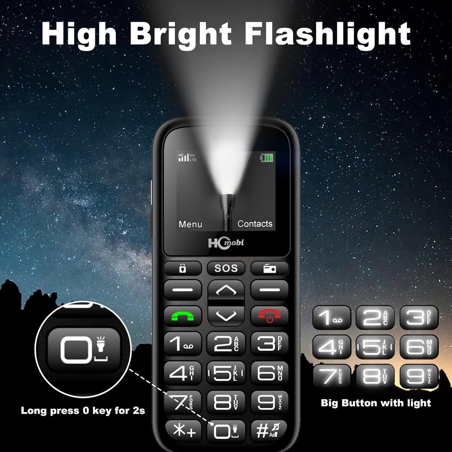 Unlocked Cell Phones for Seniors, Big Button with SOS, Type-C Charging Dock, Dual-SIM A527