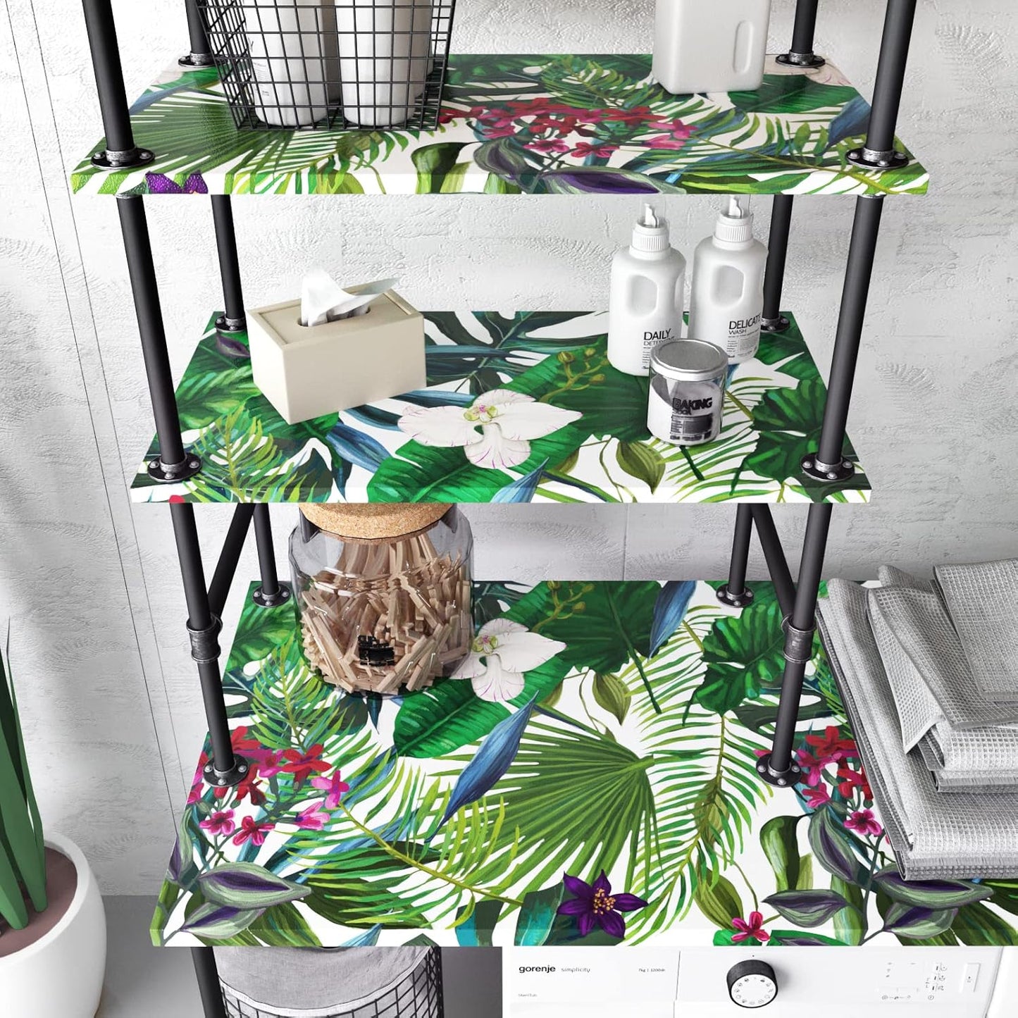 Tropical Peel and Stick Wallpaper Green Floral Contact Paper, 24"x118" P47547