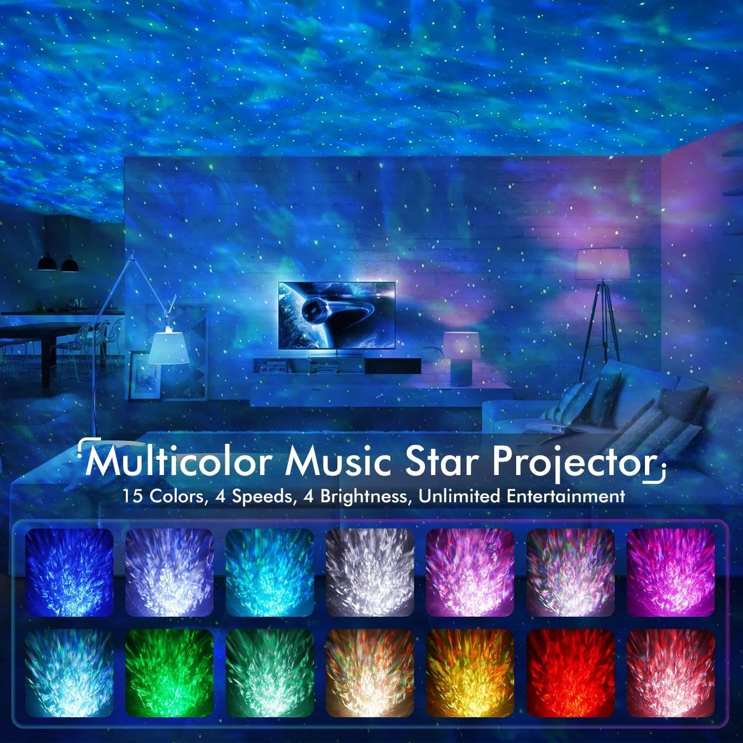 Galaxy Star Projector Night Light with Bluetooth Speaker, 21 Color Modes R194