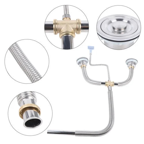 Kitchen Sink Double Bowl Drain Hose Flexible Anti-odor F100