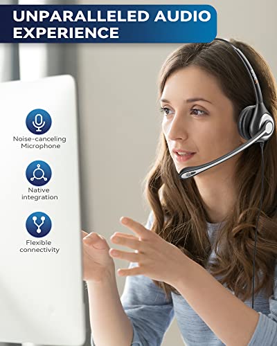 Corded Telephone Headset with Noise Canceling Mic and Quick Disconnect Q26088