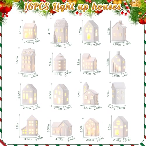 LED Ceramic Christmas Village Set with Light Up Houses and Figurines E593038