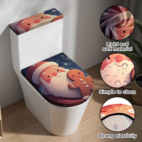 Christmas Toilet Lid Cover, Washable Bathroom Accessory O828