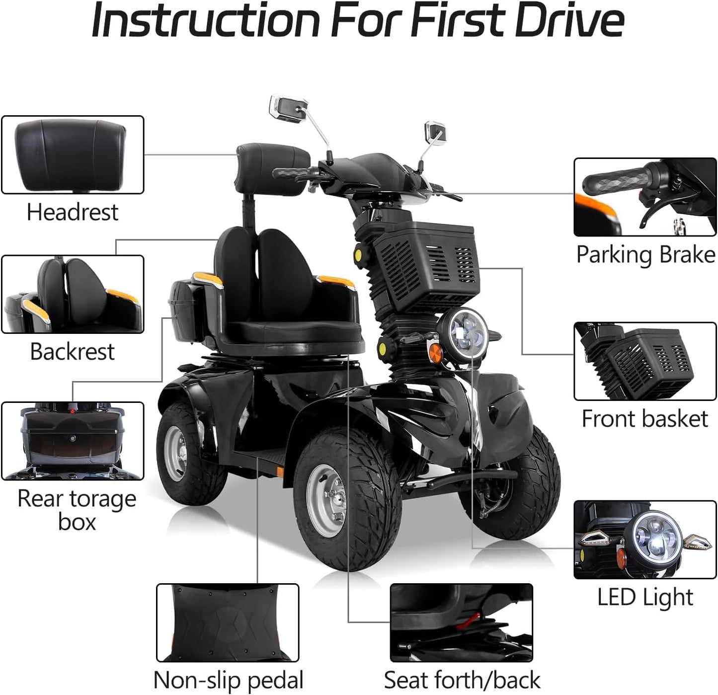 Heavy Duty 4 Wheel Mobility Scooter for Seniors & Adults V150