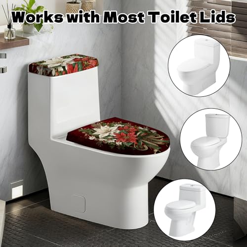 Christmas Toilet Lid Cover, Washable Bathroom Accessory O828