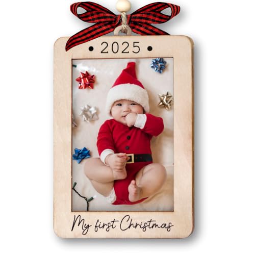 Christmas Ornament Picture Frame - Wooden Landscape Photo Frame for Tree U75225