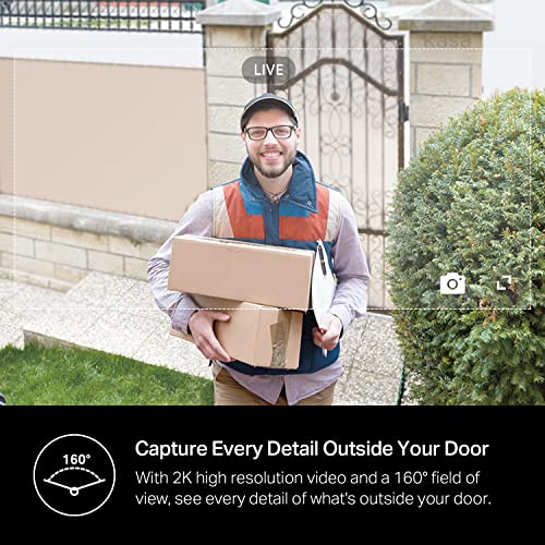 Smart Video Doorbell Camera Hardwired with Chime, 2K Resolution, Night Vision, 2-Way Audio F5394