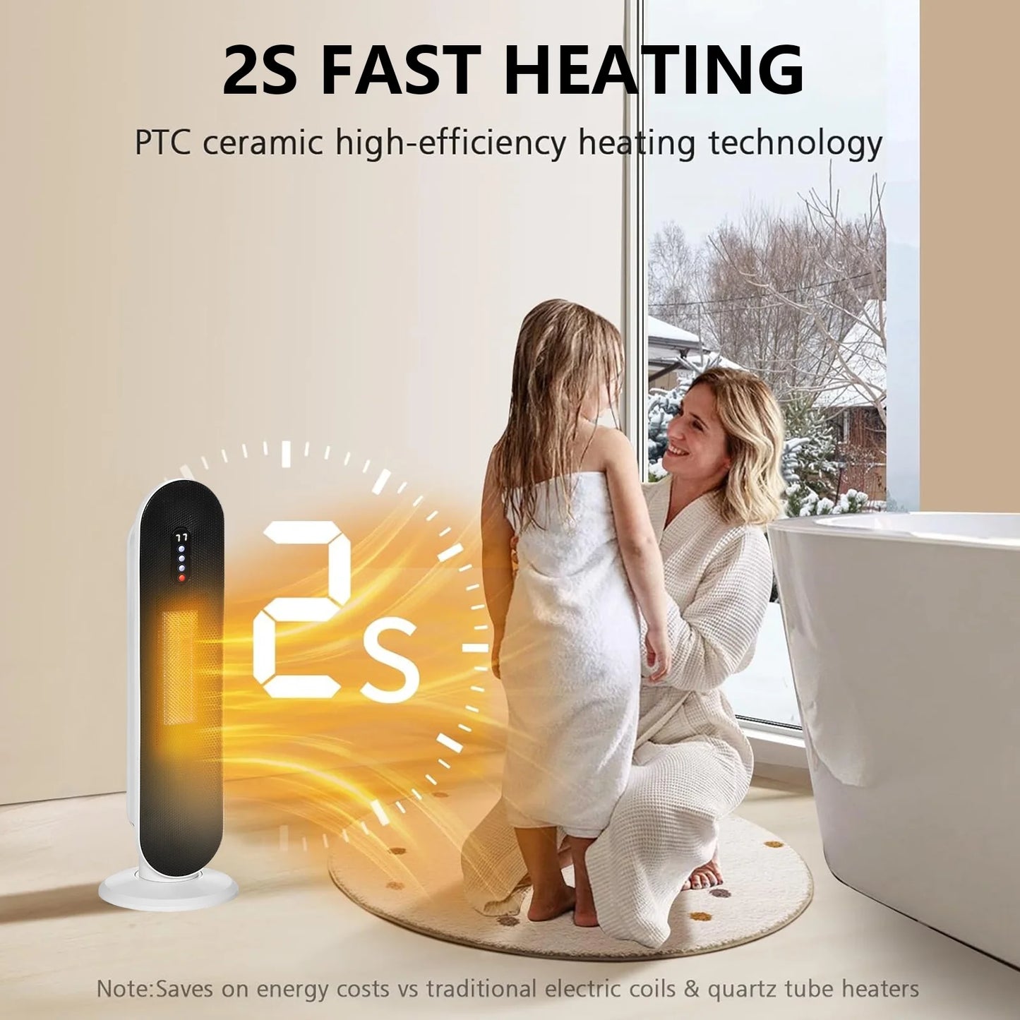 Portable Electric Heater for Home with Thermostat and Timer N406