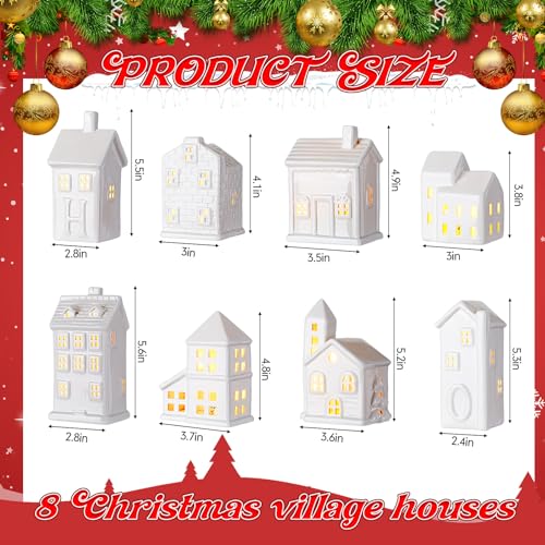 Ceramic Christmas Village Set with LED Houses and Trees N2555