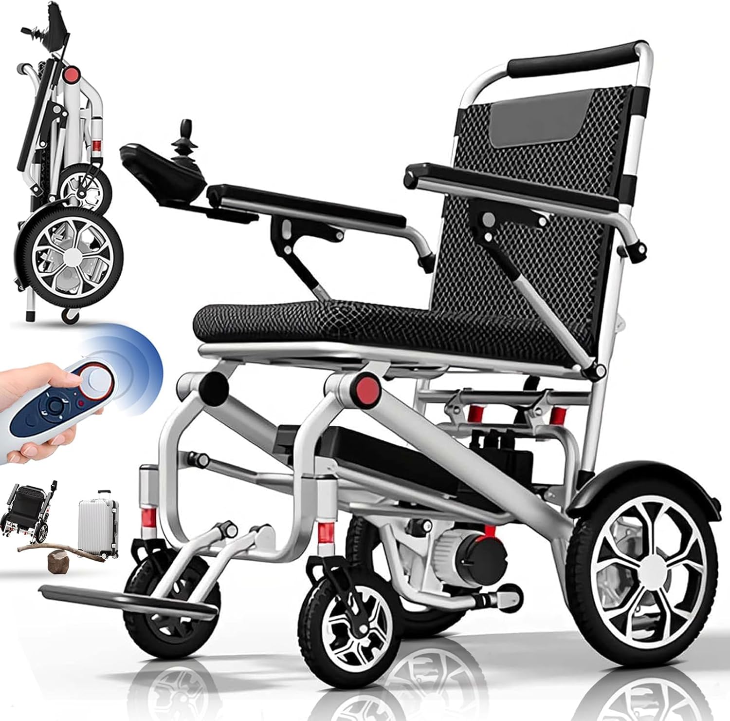 Electric Wheelchair for Adults Intelligent Power Wheelchairs Lightweight Foldable All Terrain Motorized Wheelchair for Seniors Compact Portable Airline Approved-Up to 330Lbs