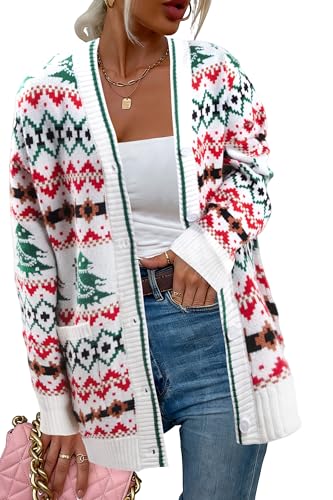 Funny Christmas Cardigan for Women Open Front Knit Coat U698