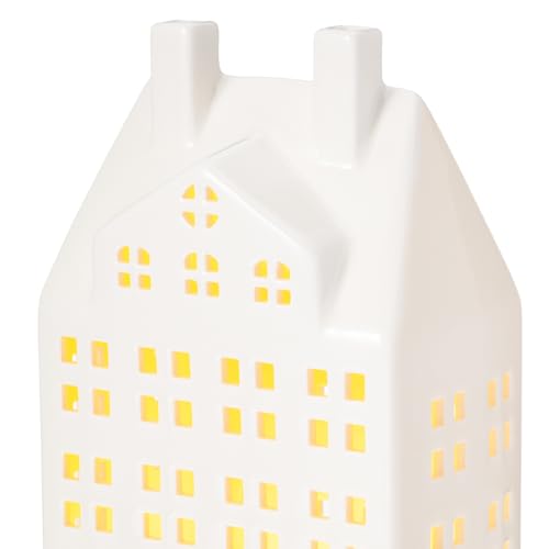 Light Up Christmas Village Set, White Ceramic House with Lights, Tabletop Decor X84474