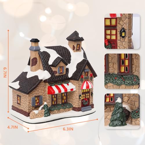 Lighted Ceramic Christmas Village Houses Indoor Decor O58573