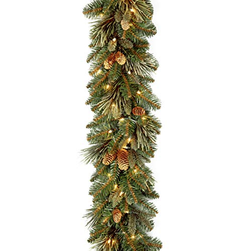 9 ft Pre-Lit Artificial Christmas Garland with Pinecones, 100 Clear Lights B4118