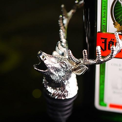 Zinc Alloy Deer Head Liquor Bottle Pourer with Silicone Stopper D19994